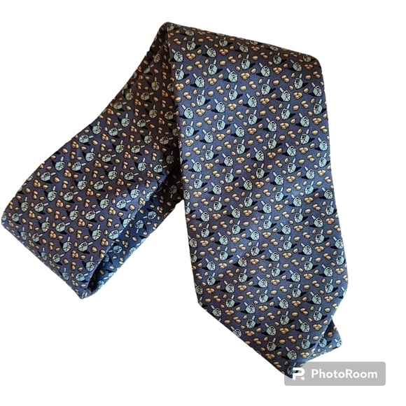Vineyard Vines Other - Vineyard Vines Tie Hanukkah Silk Tie Navy Dreidels NWT